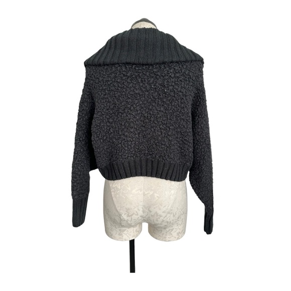 Sage The Label Hillary Black Crop Chunky Zip Up Sweater Cape Collar Size Large - Picture 5 of 16